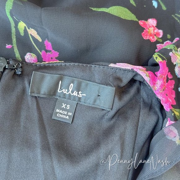 NWT Lulu's Blooming Love Floral Print Ruffled Jumpsuit Black - Picture 7 of 15